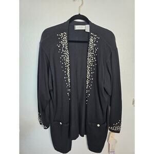 Elizabeth Liz Claiborne new sweater cardigan petite size 2x pearl vintage